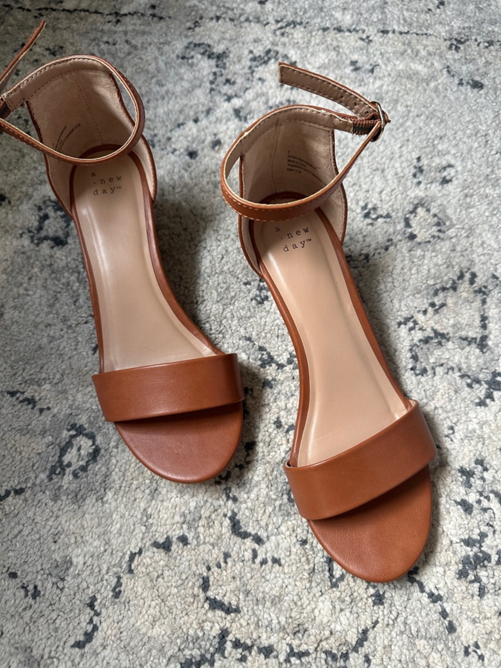 A New Day Brown Ankle-Strap Block Heel Sandals